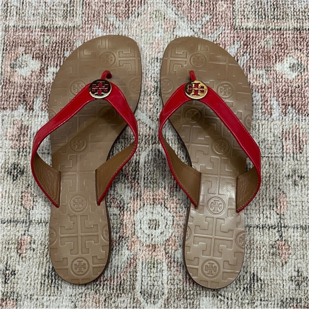 Tory Burch Red Logo Thong Sandals size 9